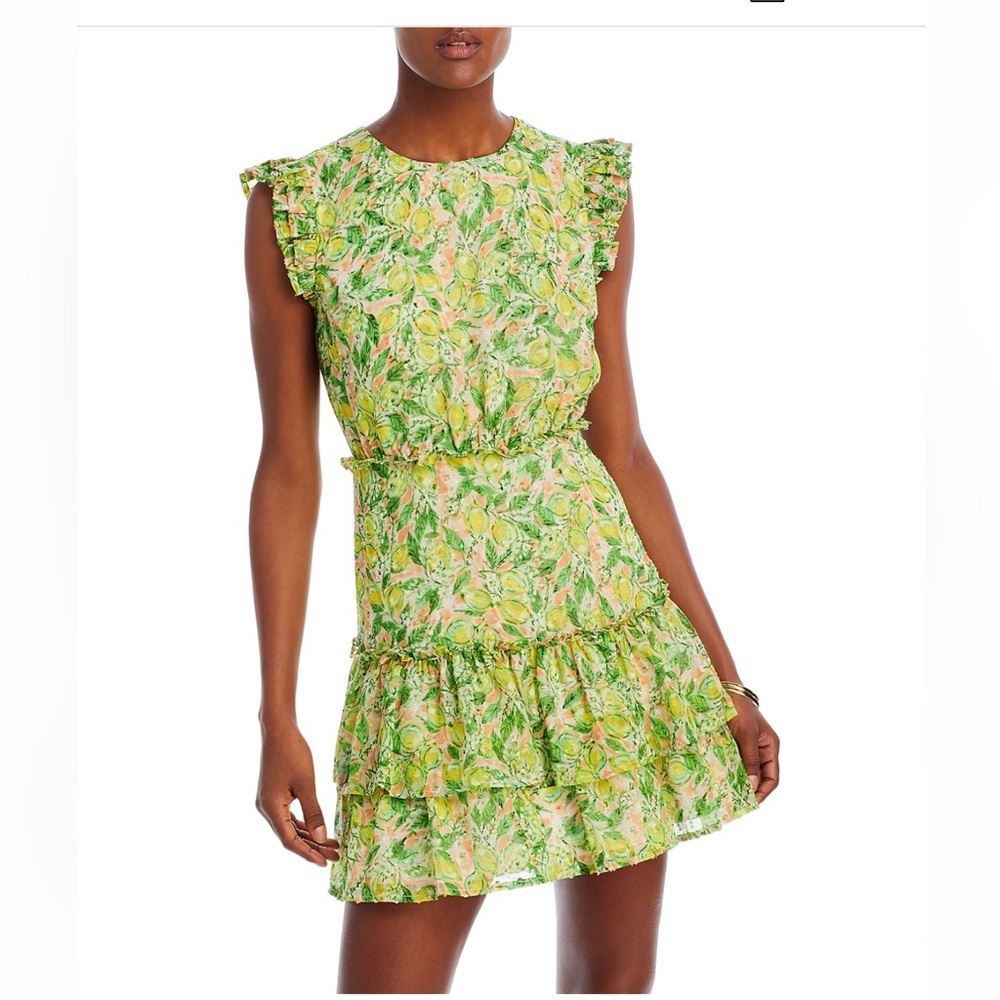 Aqua Vibrant Green Floral Mini Dress